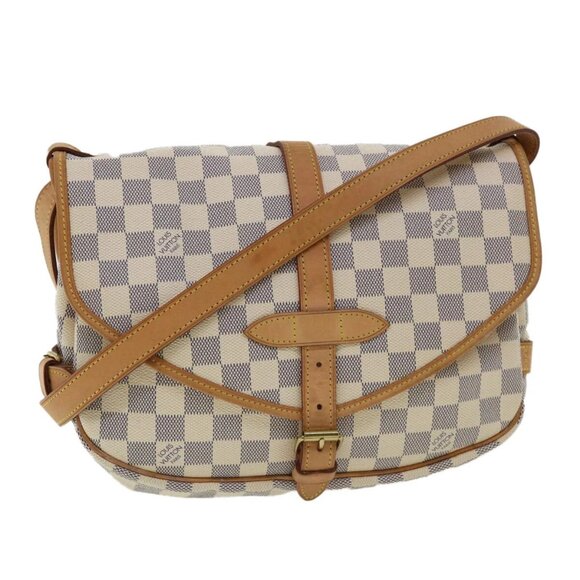 LOUIS VUITTON Damier Azur Saumur 30 Shoulder Bag SPO N48202 LV Auth 32766AV - Picture 1 of 16